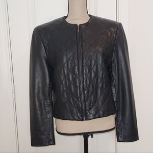 Preston & York Black Quilted Genuine Lambskin Leather Jacket – Women’s Size S